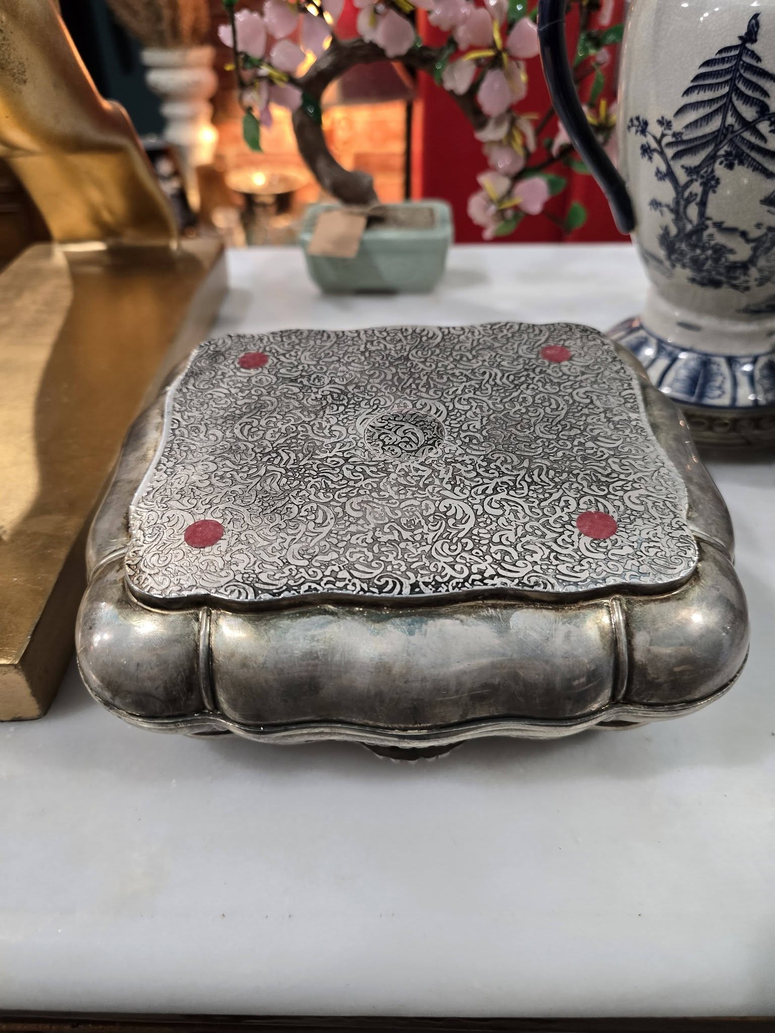 Vintage Silver-Plated ornate Jewellery Box