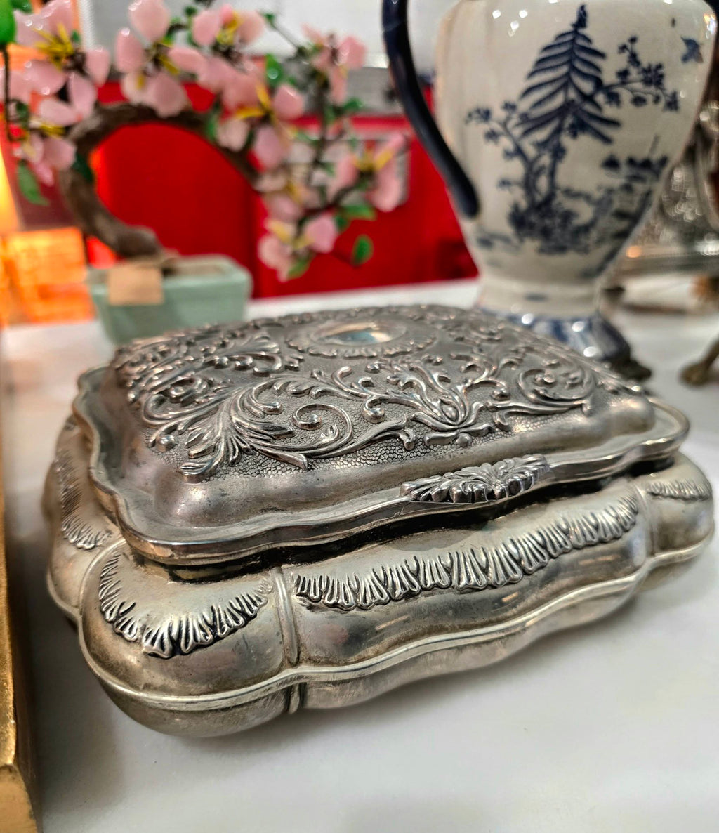 Vintage Silver-Plated ornate Jewellery Box