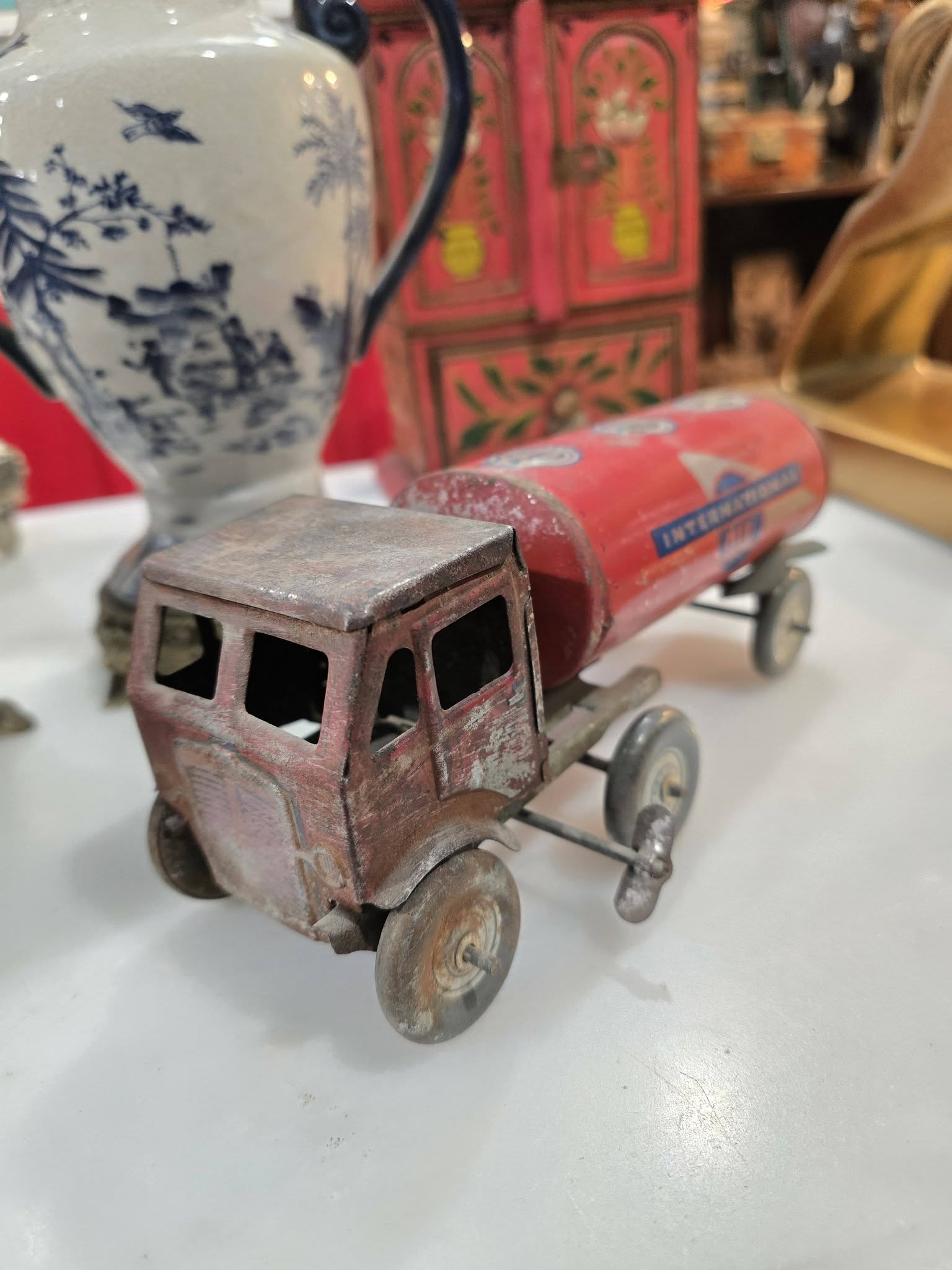 Vintage Mettoy International Oil Tanker Tin Toy