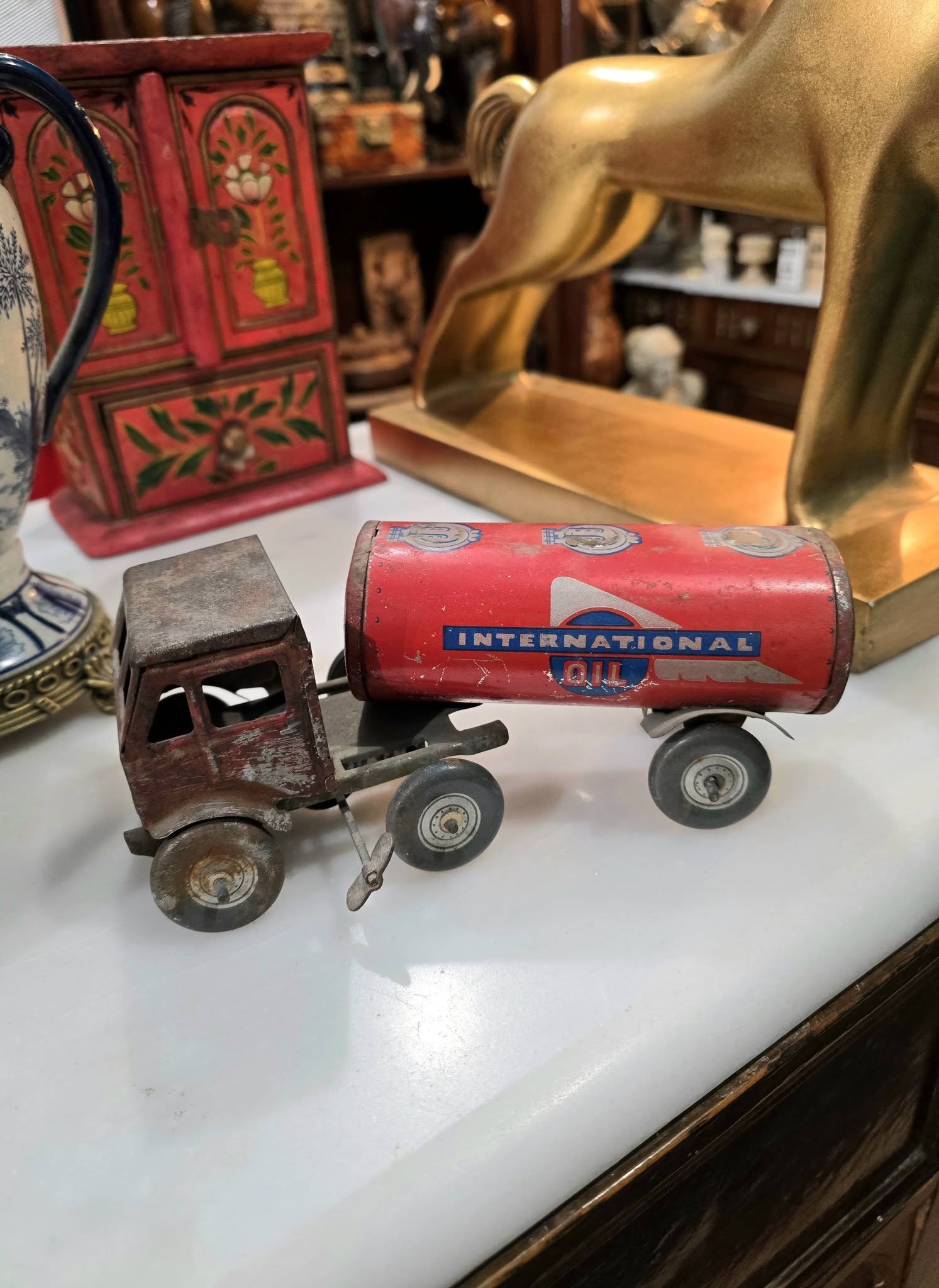 Vintage Mettoy International Oil Tanker Tin Toy