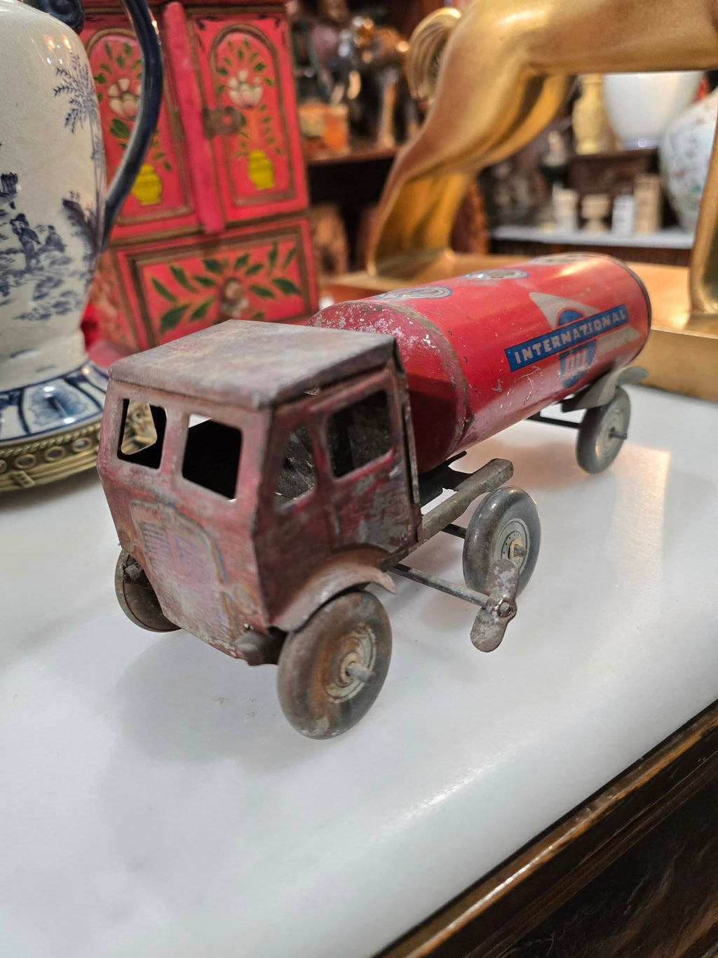 Vintage Mettoy International Oil Tanker Tin Toy