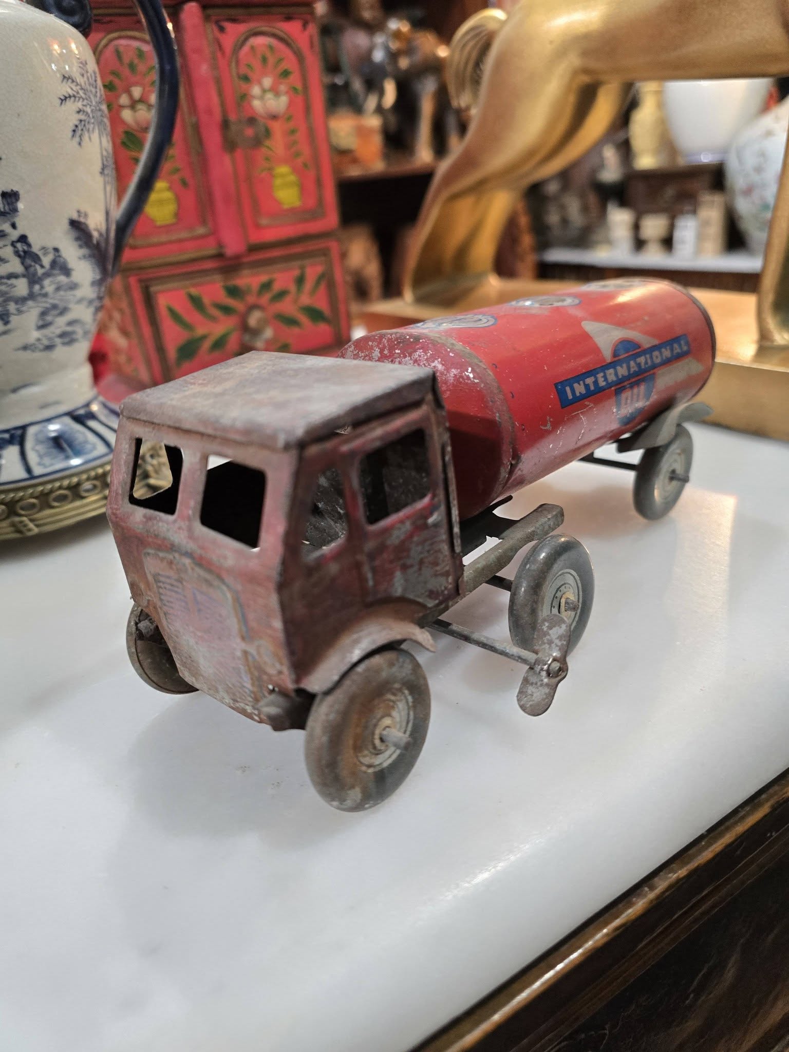 Vintage Mettoy International Oil Tanker Tin Toy