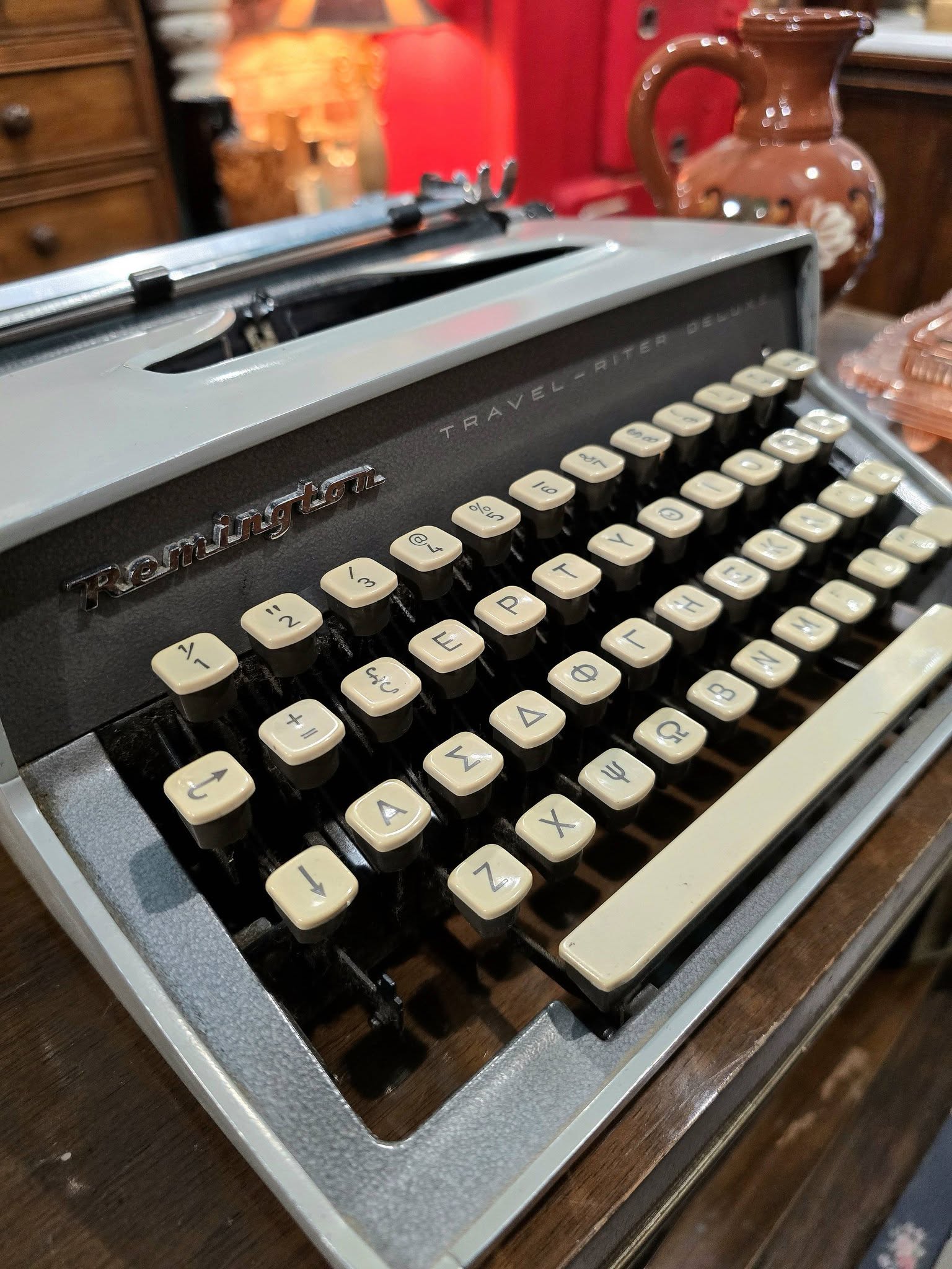 Vintage Greek Remington Travel Deluxe typewriter
