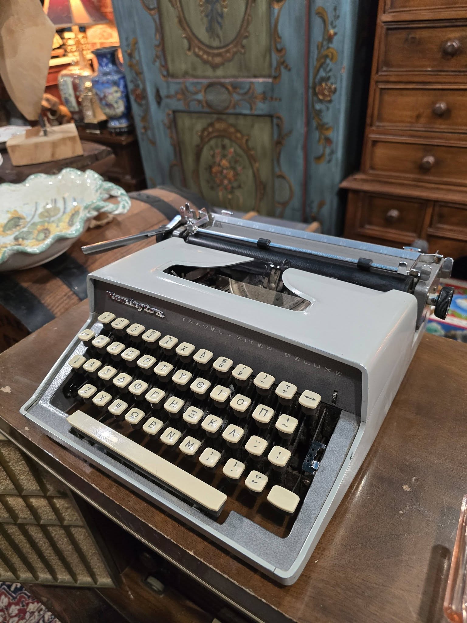 Vintage Greek Remington Travel Deluxe typewriter