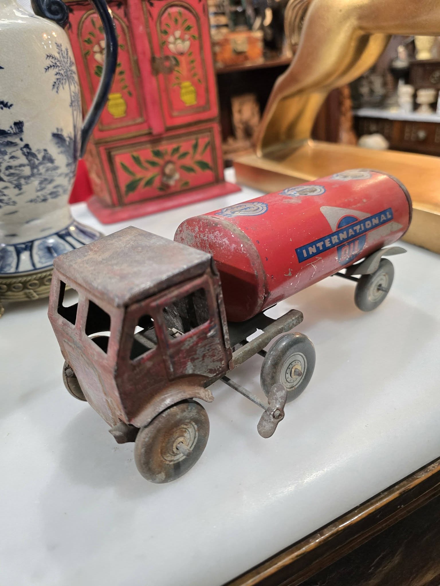 Vintage Mettoy International Oil Tanker Tin Toy