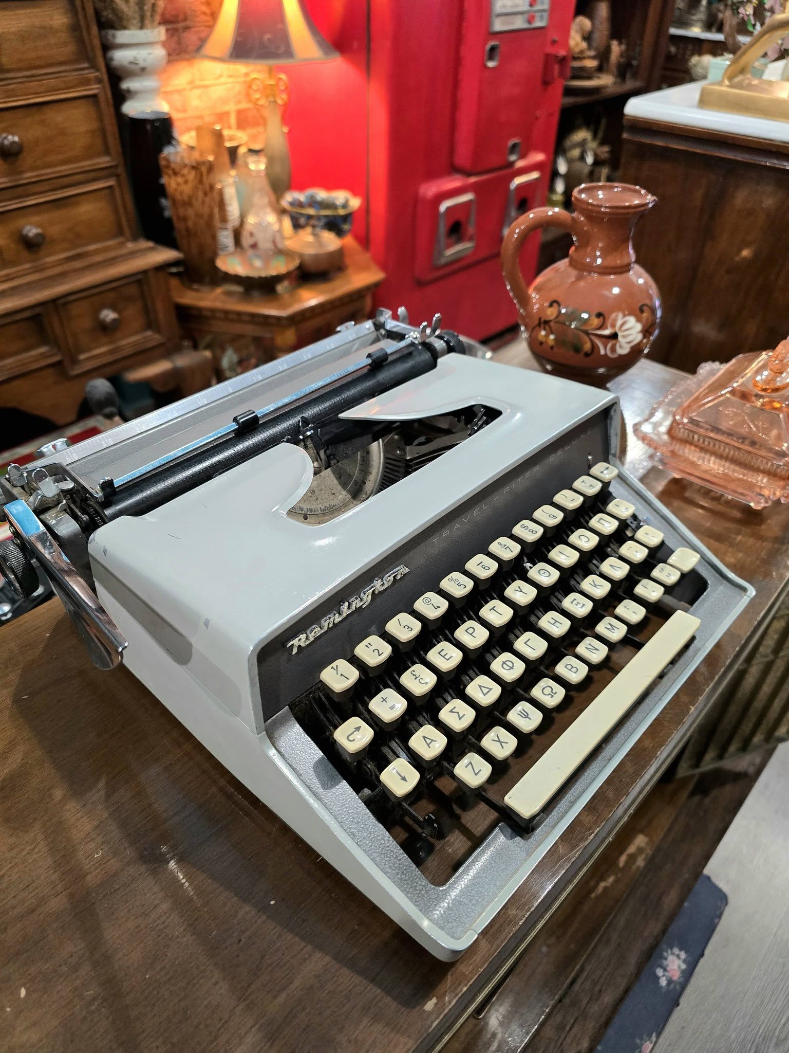 Vintage Greek Remington Travel Deluxe typewriter