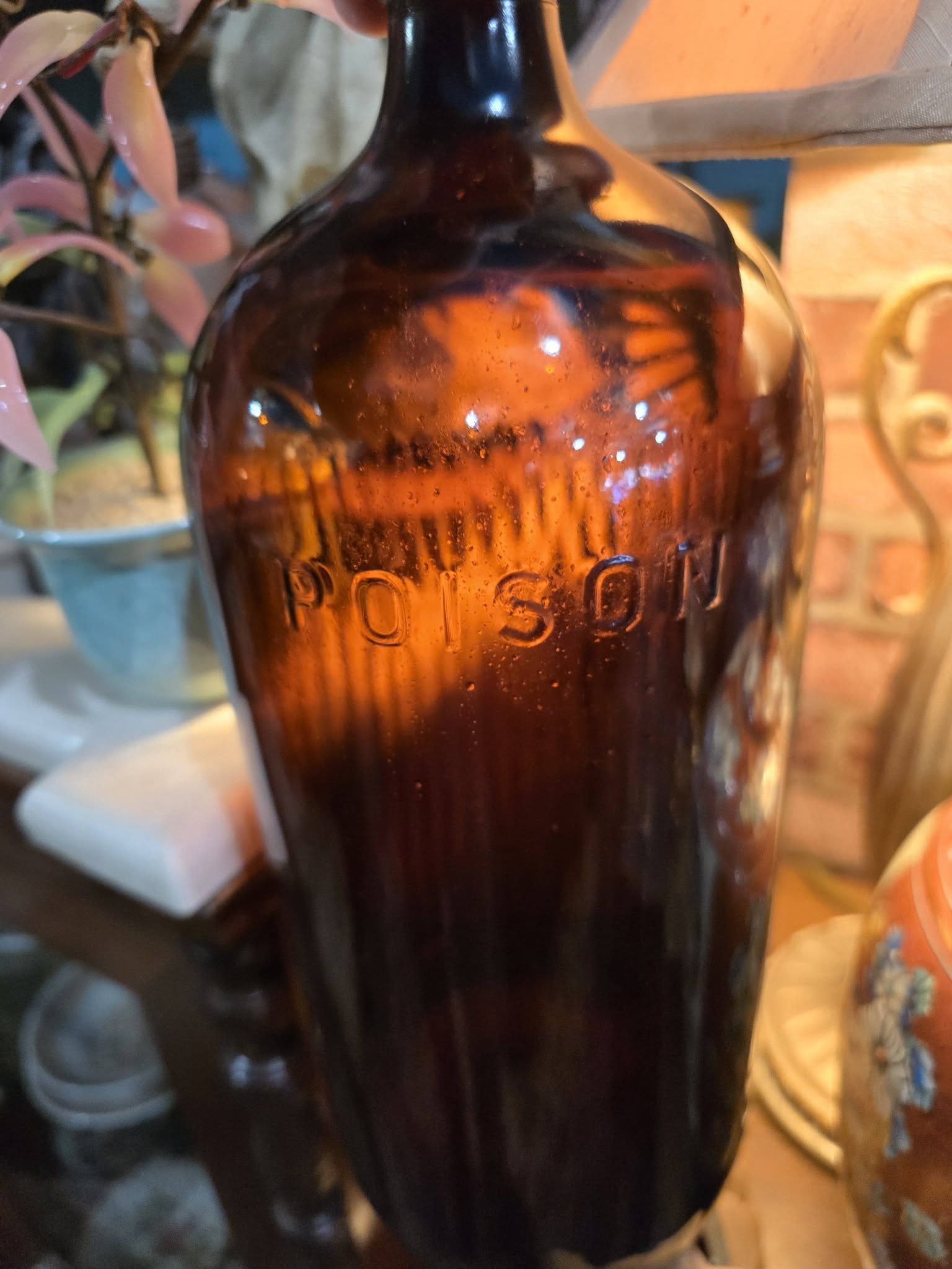 Vintage large glass Poison bottles
