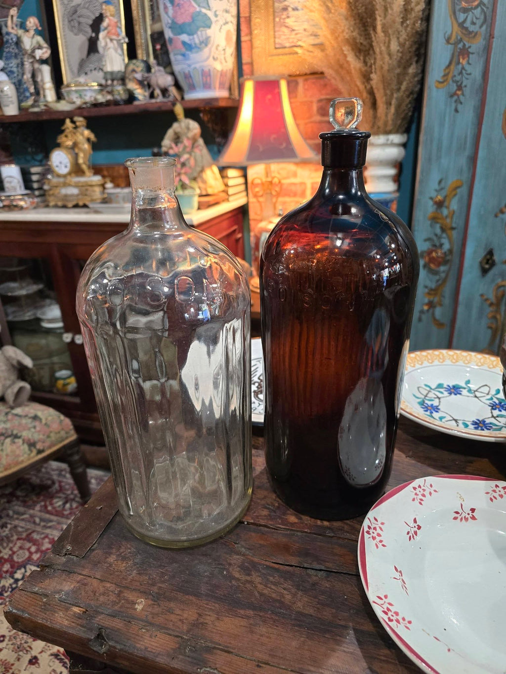 Vintage large glass Poison bottles