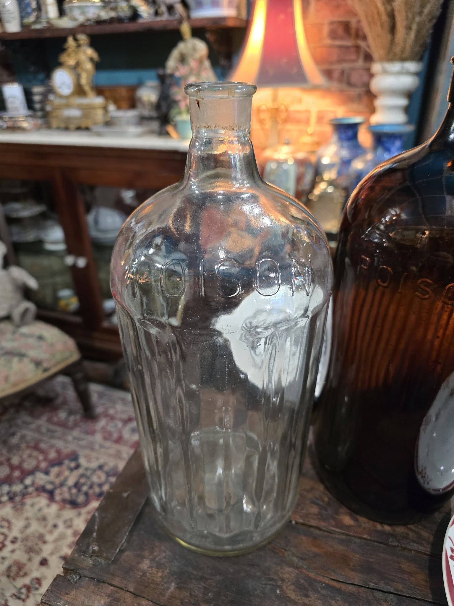 Vintage large glass Poison bottles