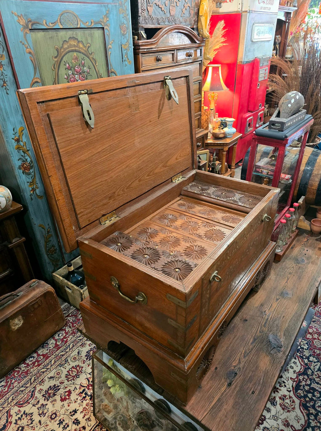 Antique beautiful hard wood chest of Middle Eastern with brass details