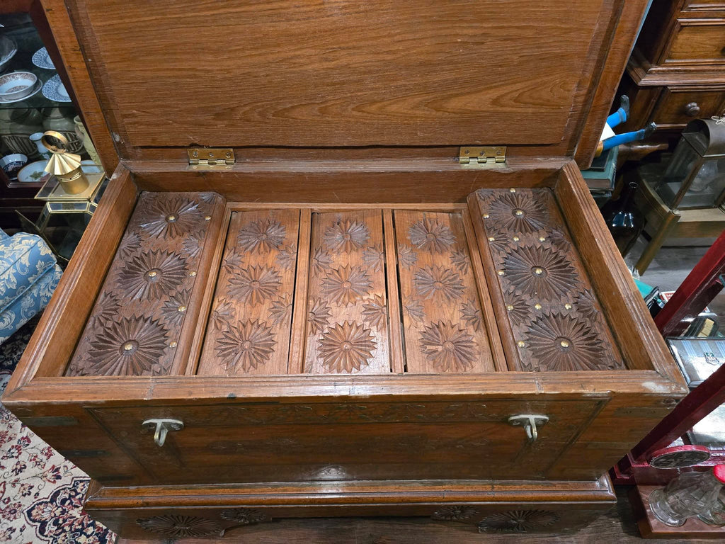 Antique beautiful hard wood chest of Middle Eastern with brass details
