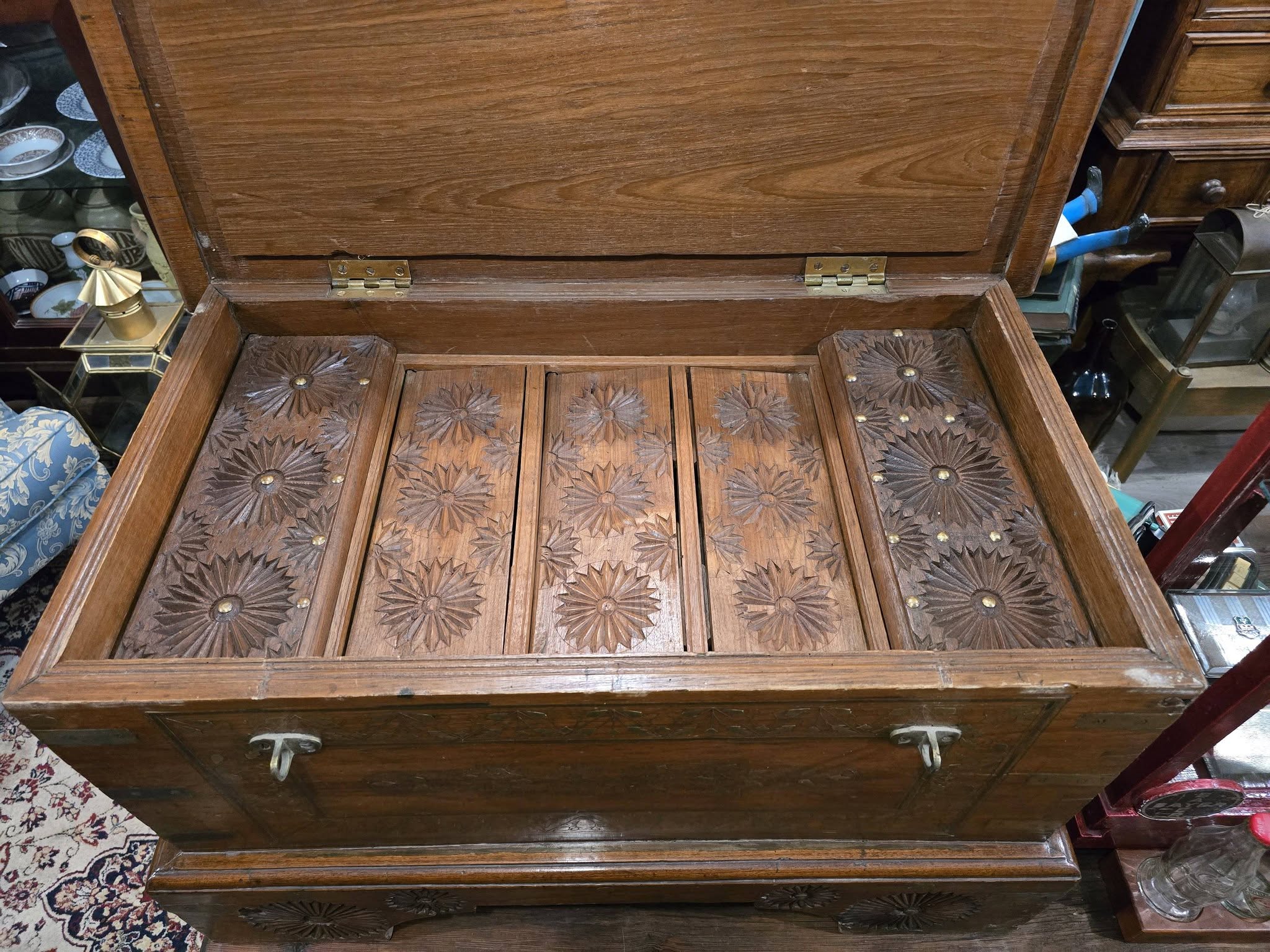 Antique beautiful hard wood chest of Middle Eastern with brass details