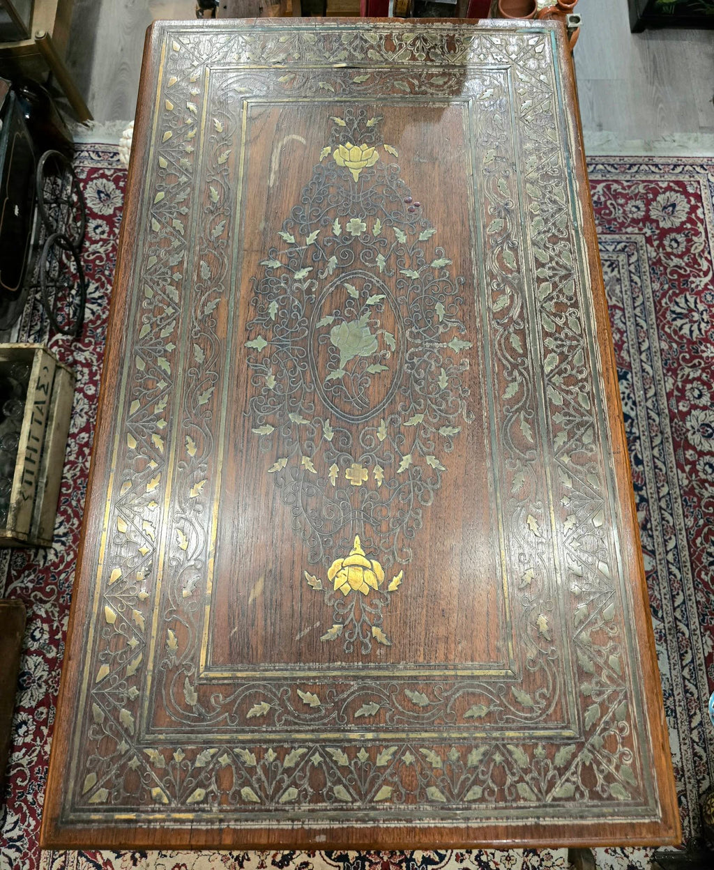 Antique beautiful hard wood chest of Middle Eastern with brass details