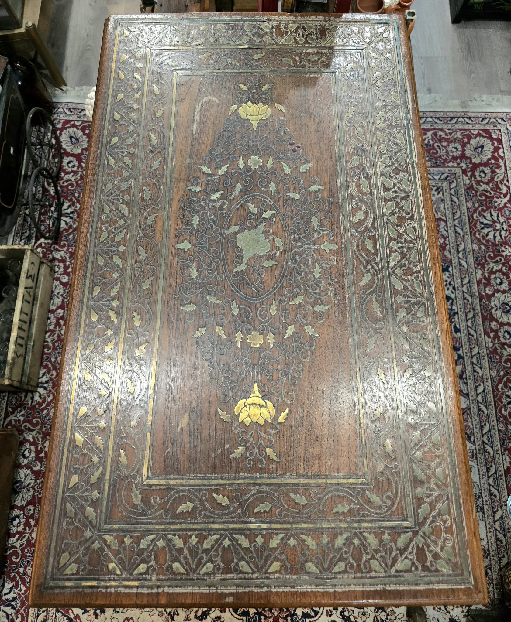 Antique beautiful hard wood chest of Middle Eastern with brass details