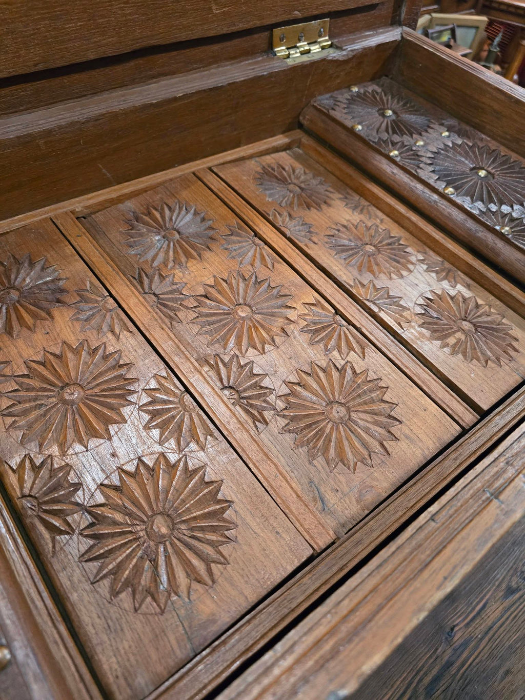 Antique beautiful hard wood chest of Middle Eastern with brass details