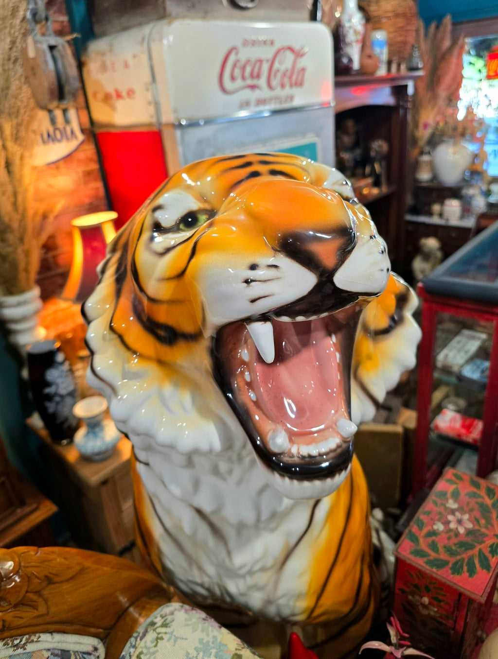 Vintage large 98cm ceramic 1970's Italian tiger