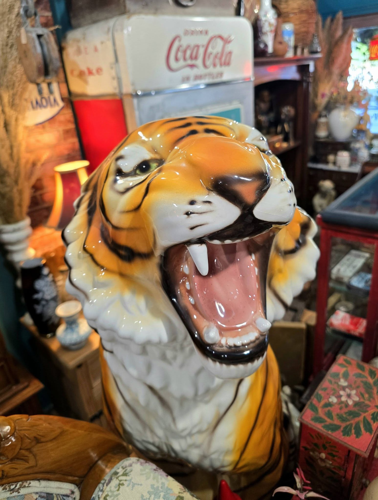 Vintage large 98cm ceramic 1970's Italian tiger