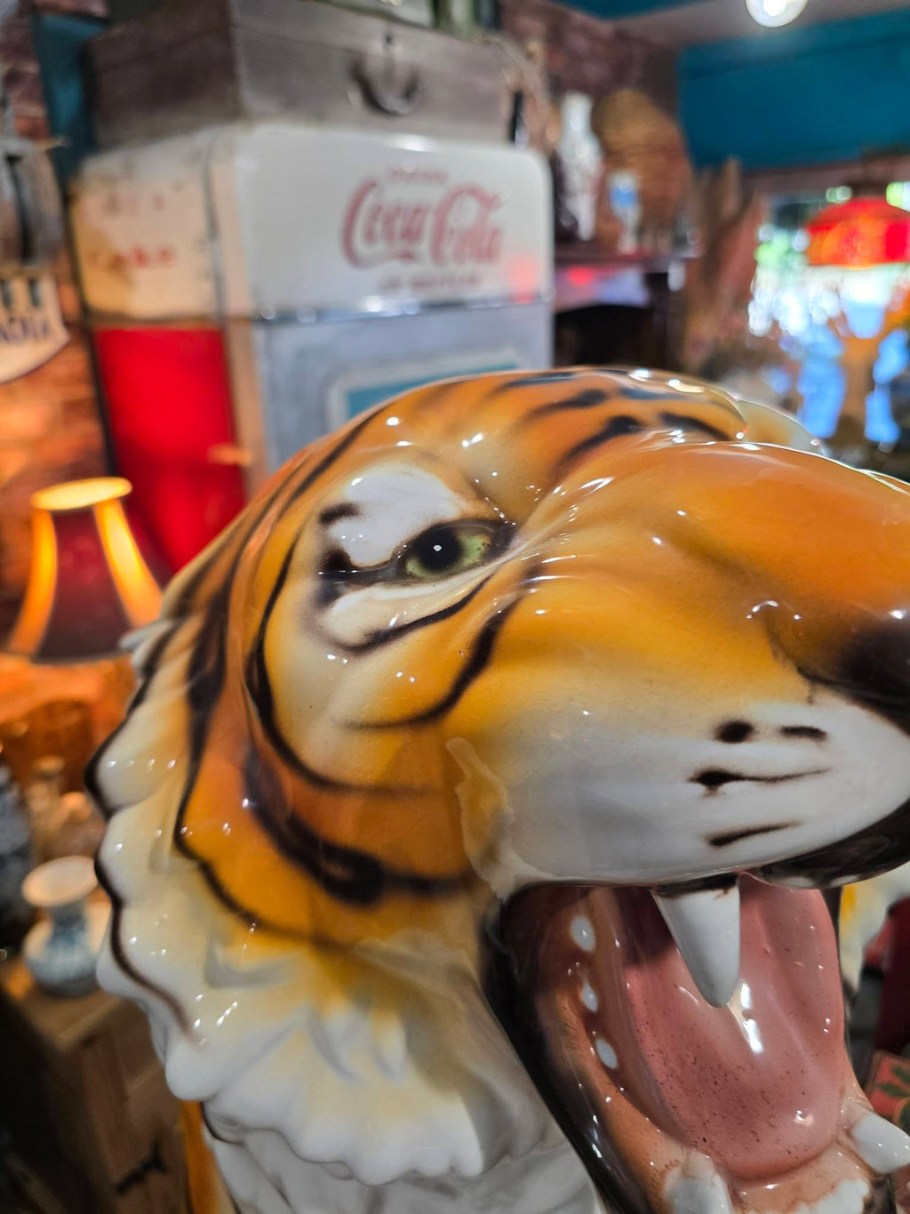 Vintage large 98cm ceramic 1970's Italian tiger