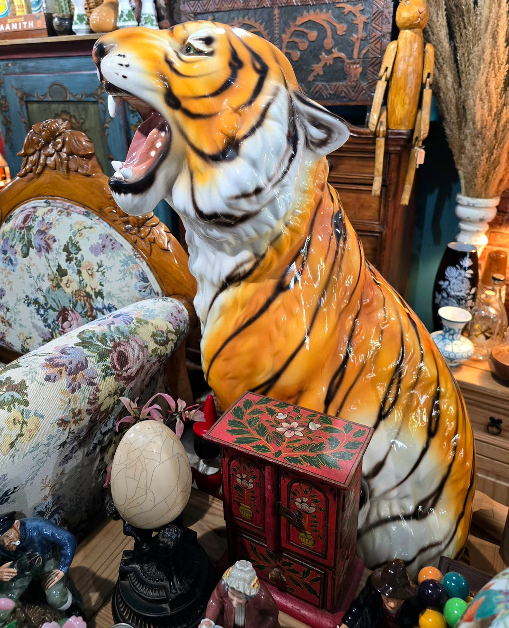 Vintage large 98cm ceramic 1970's Italian tiger