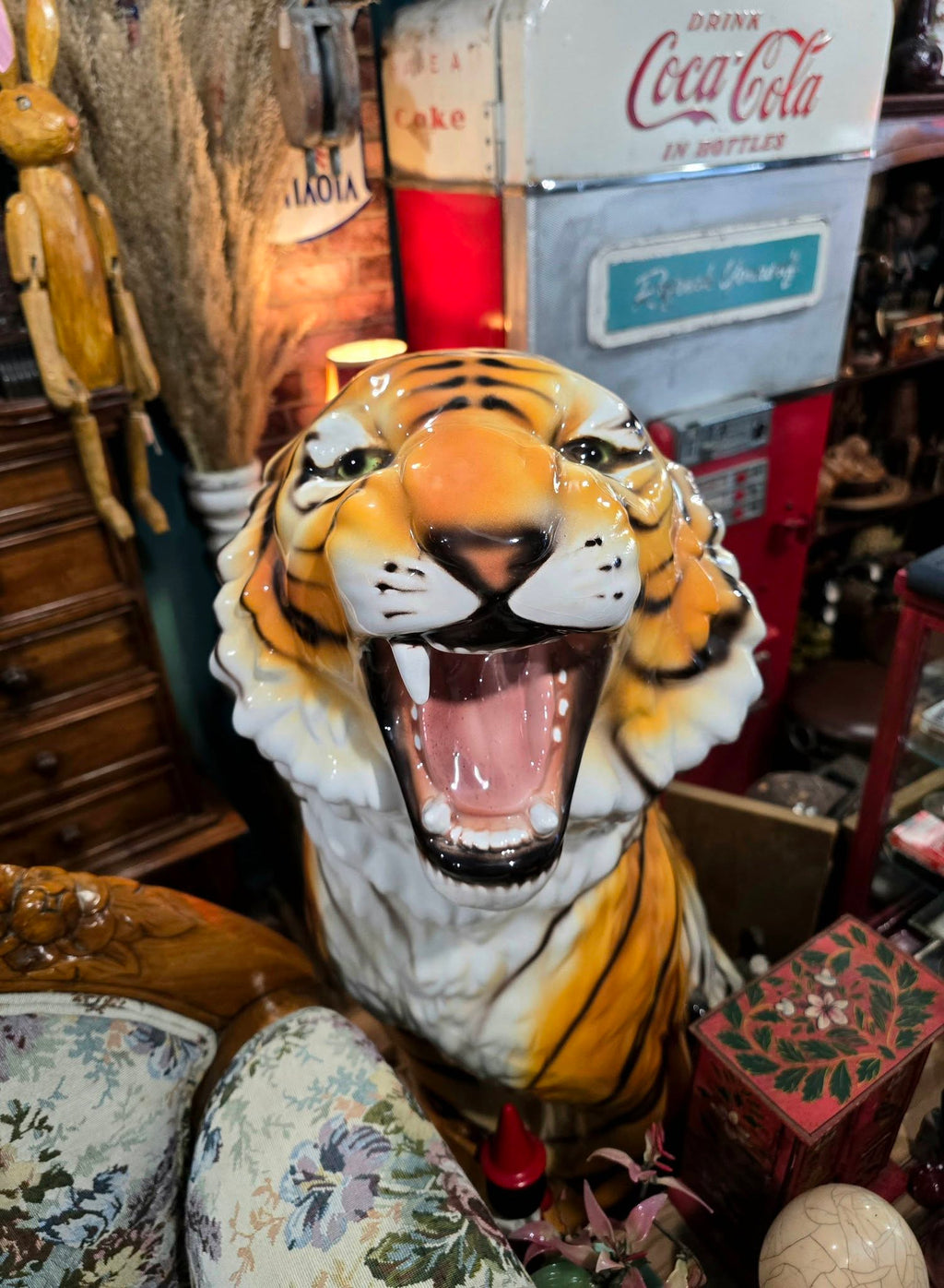 Vintage large 98cm ceramic 1970's Italian tiger