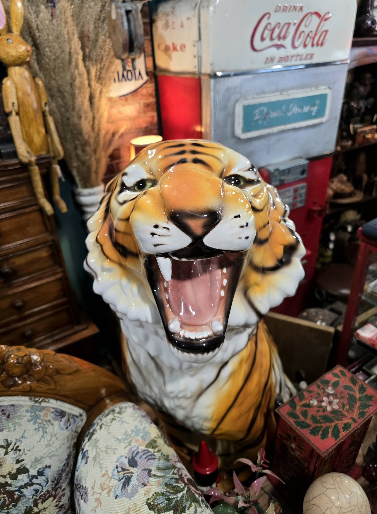 Vintage large 98cm ceramic 1970's Italian tiger