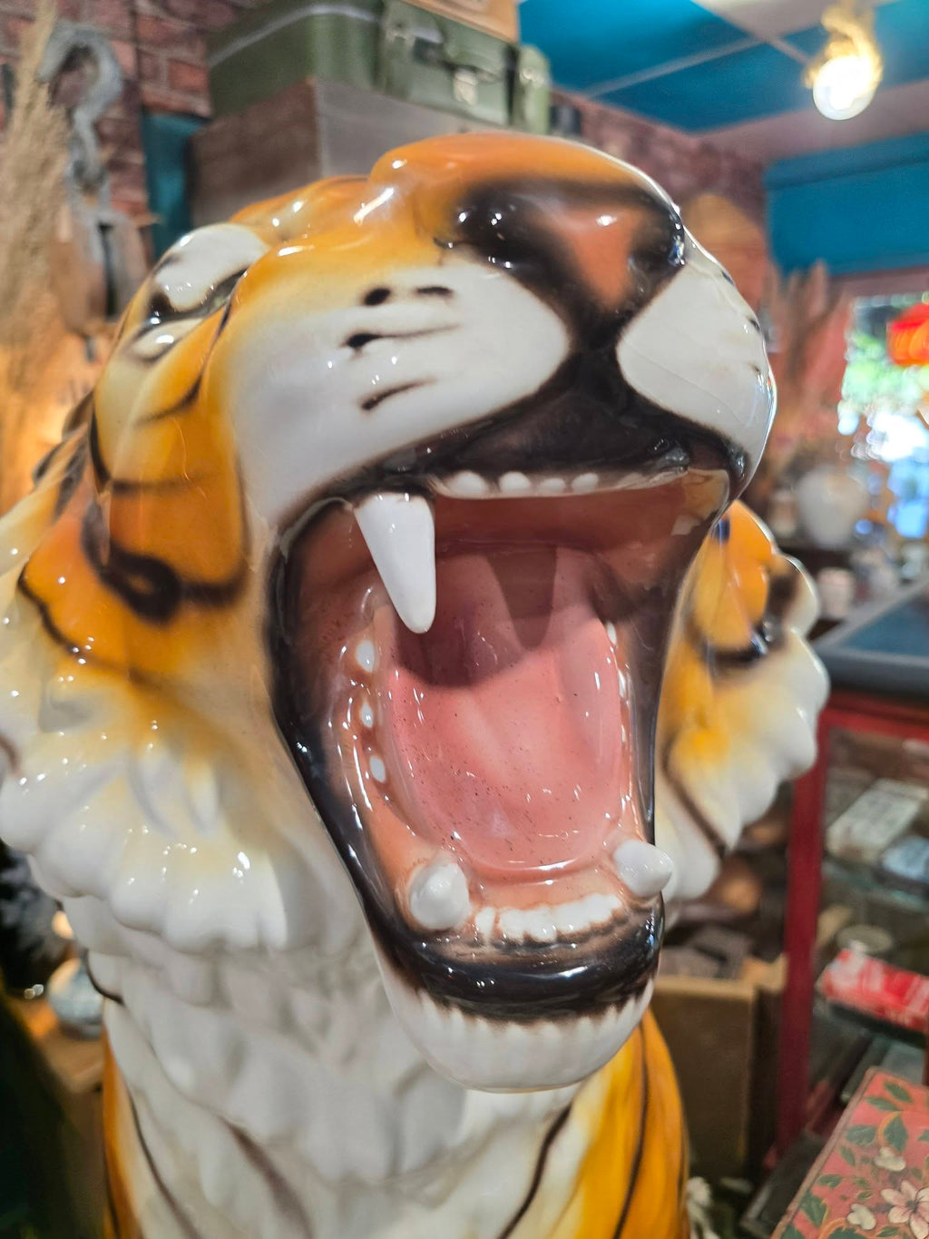 Vintage large 98cm ceramic 1970's Italian tiger
