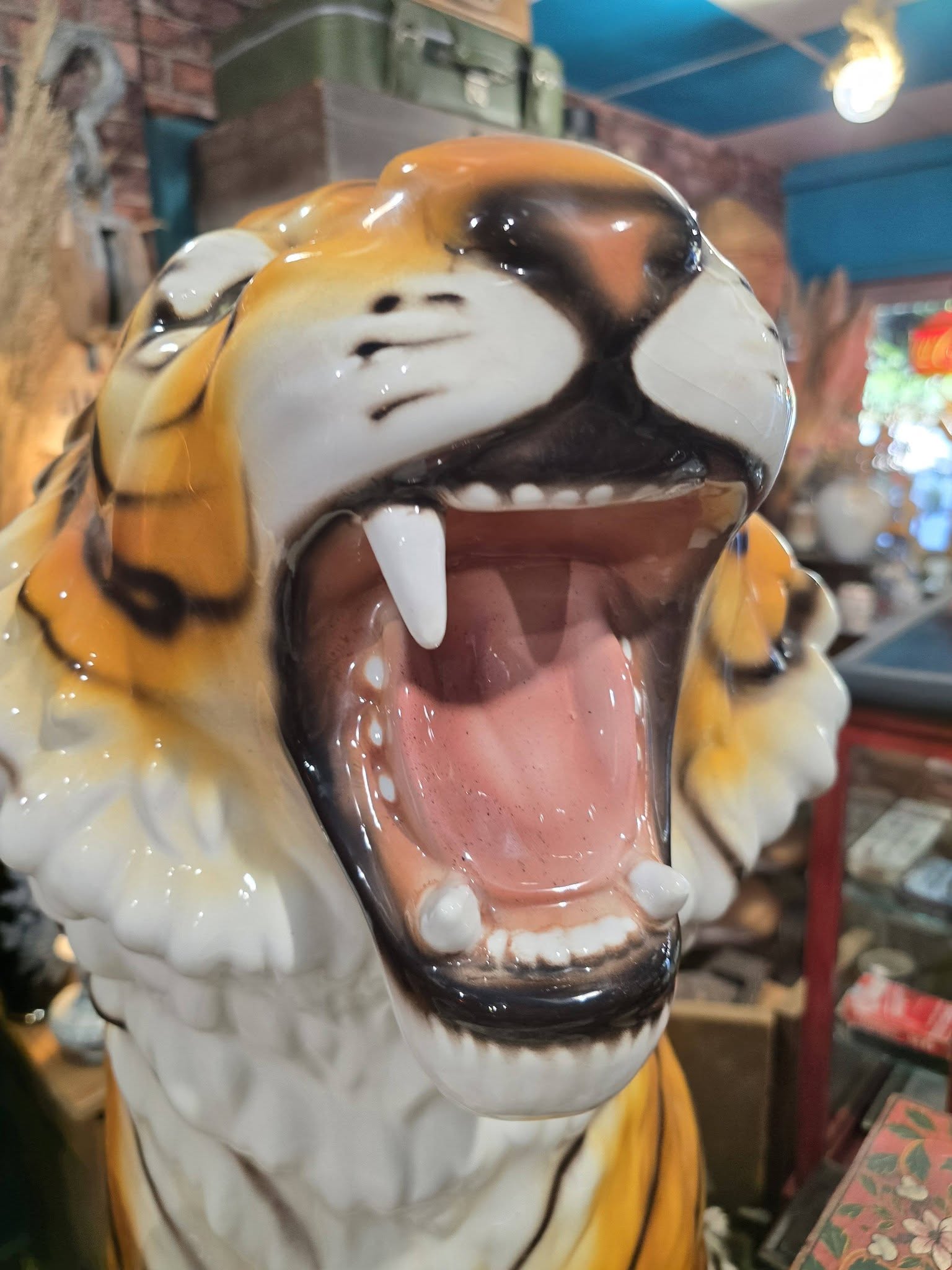 Vintage large 98cm ceramic 1970's Italian tiger