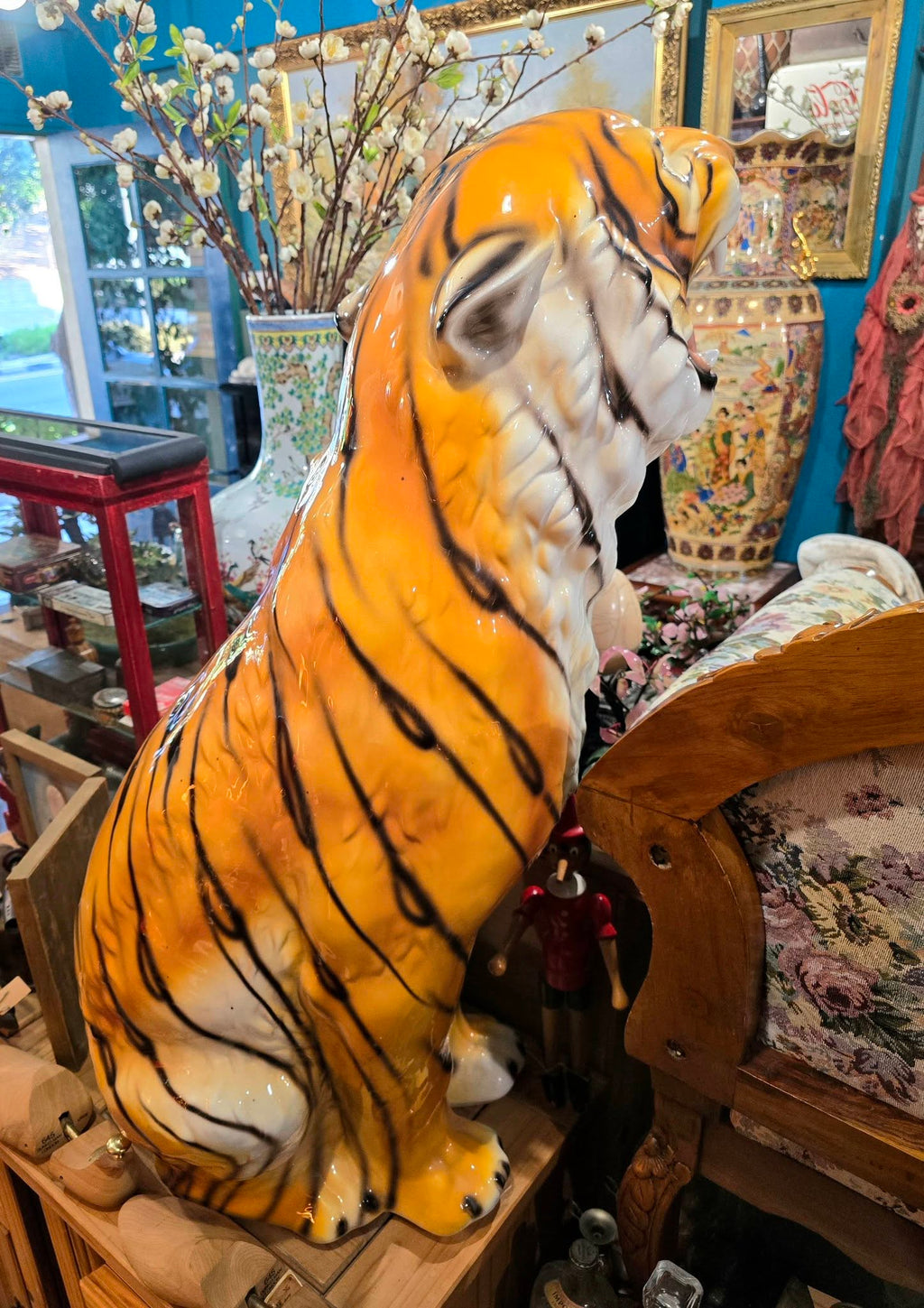 Vintage large 98cm ceramic 1970's Italian tiger