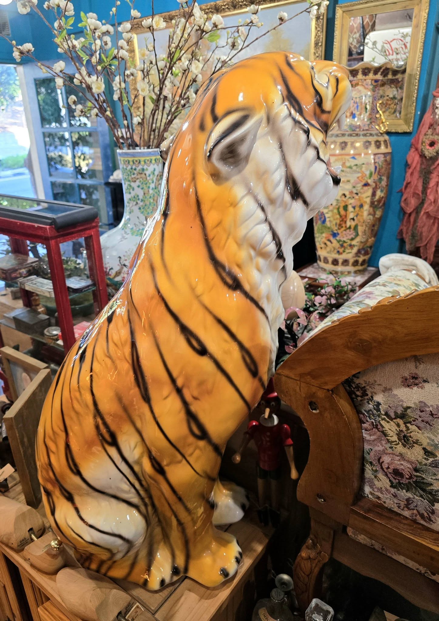Vintage large 98cm ceramic 1970's Italian tiger