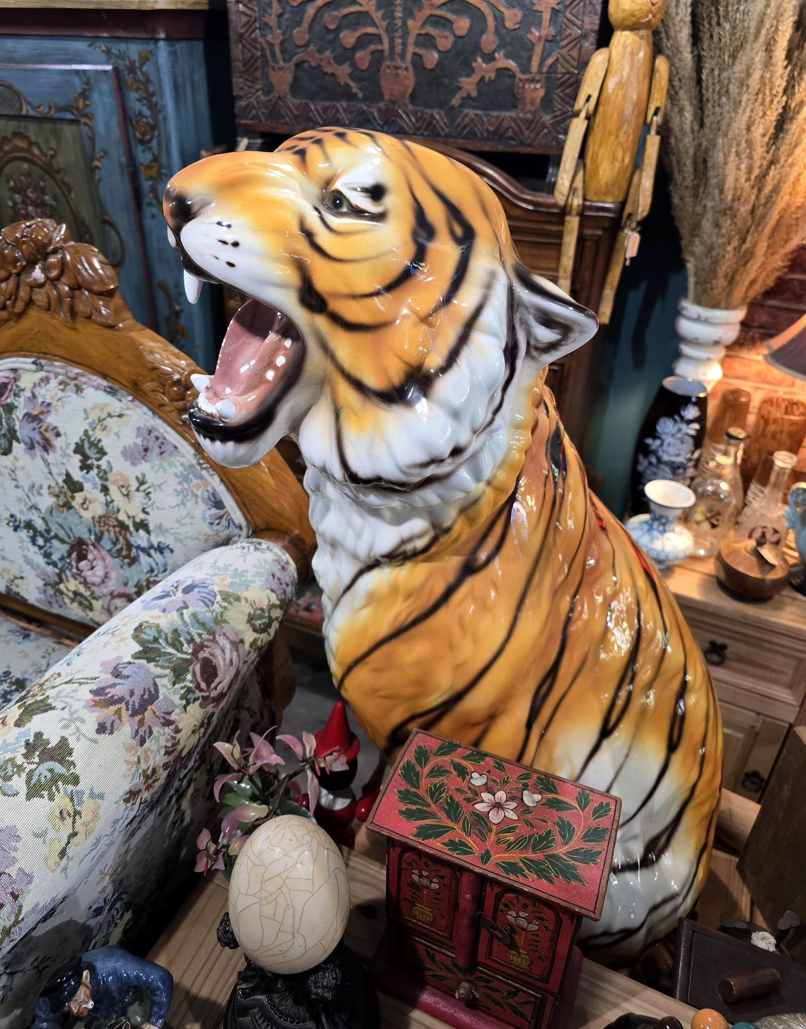 Vintage large 98cm ceramic 1970's Italian tiger