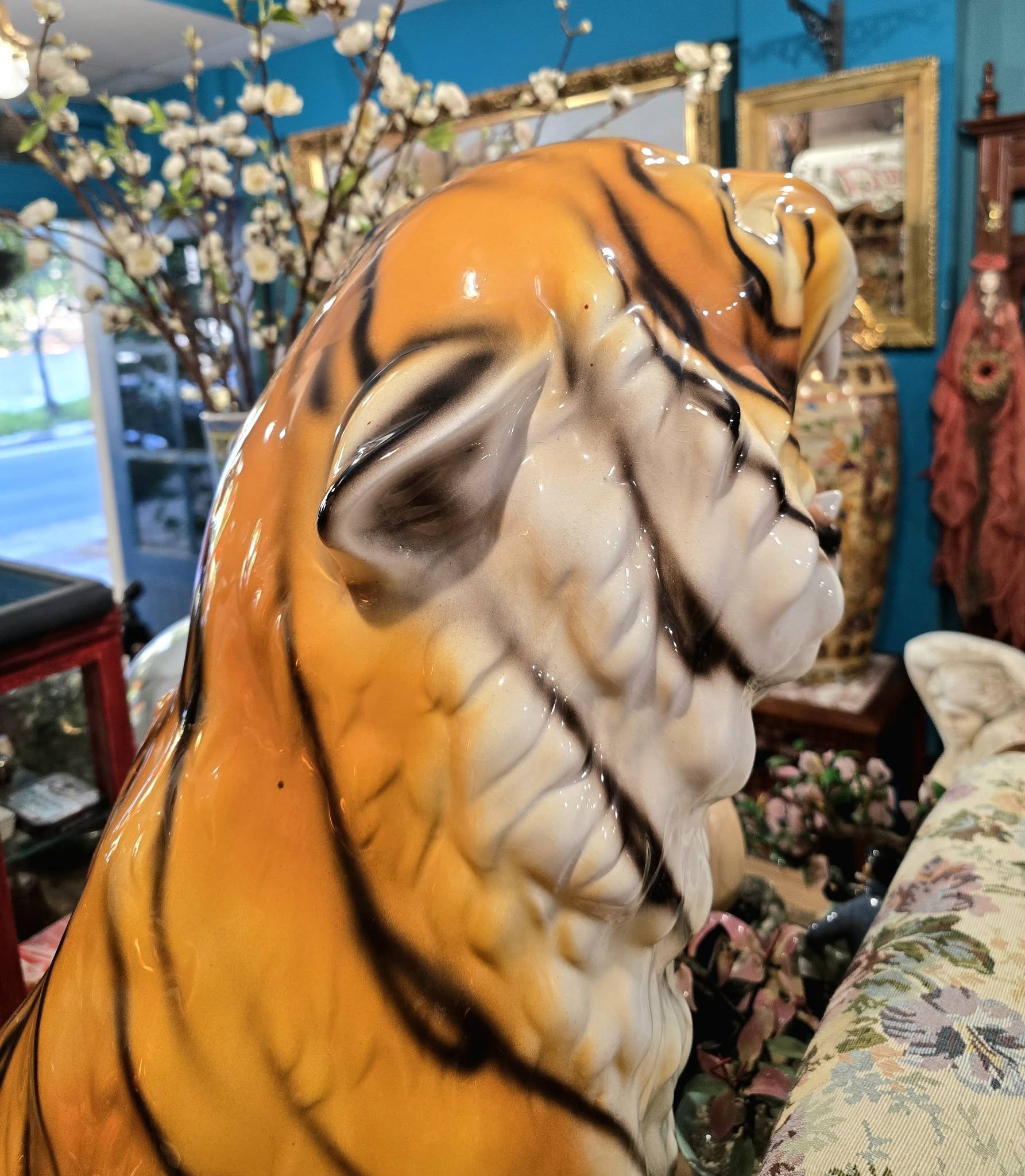 Vintage large 98cm ceramic 1970's Italian tiger