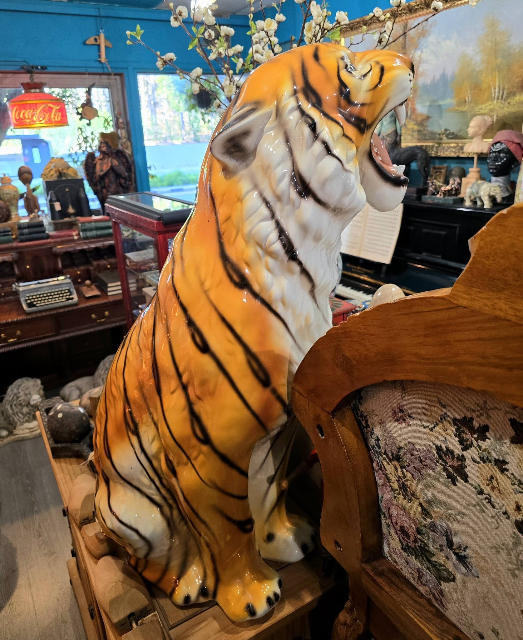 Vintage large 98cm ceramic 1970's Italian tiger