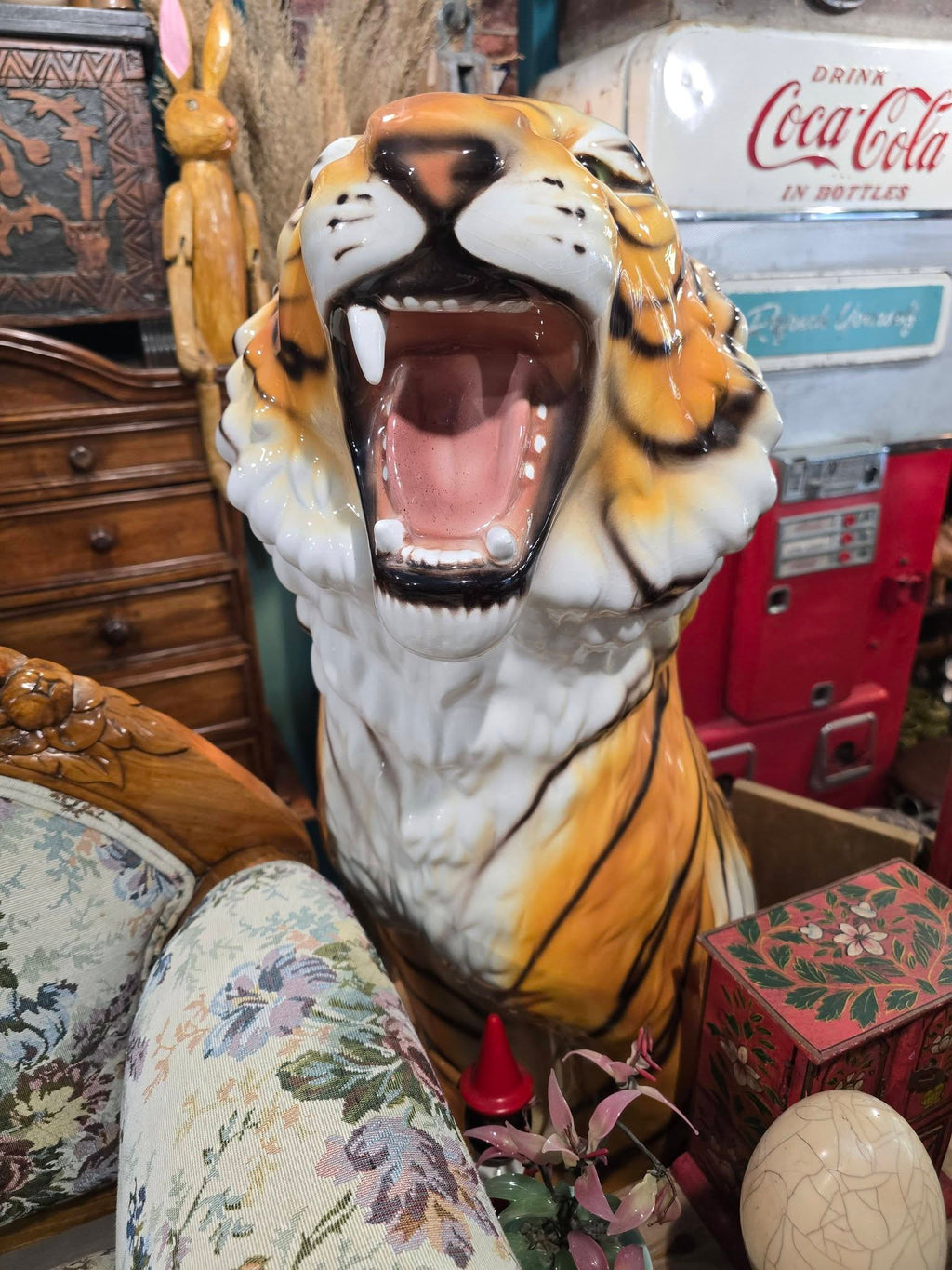 Vintage large 98cm ceramic 1970's Italian tiger