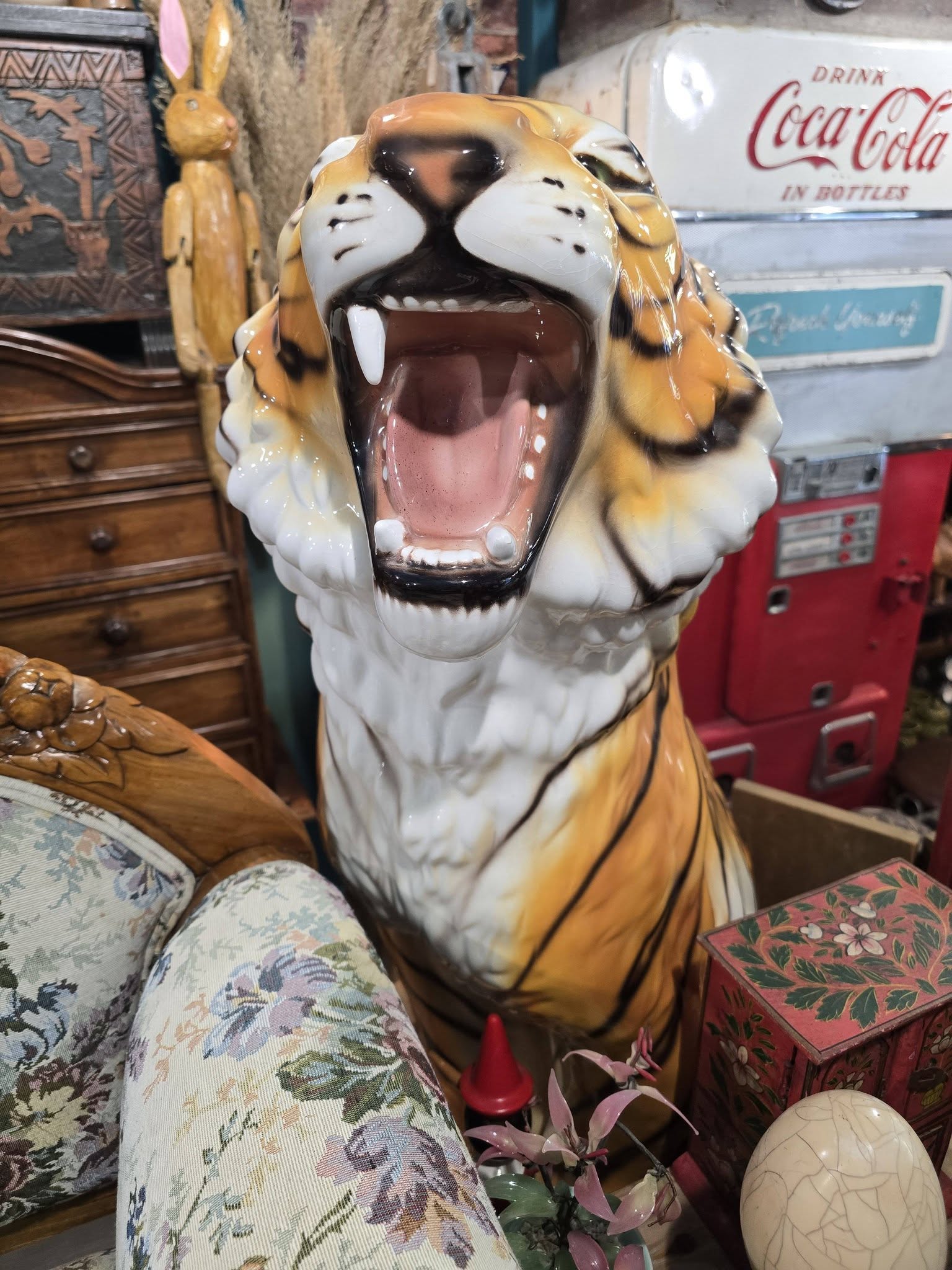 Vintage large 98cm ceramic 1970's Italian tiger