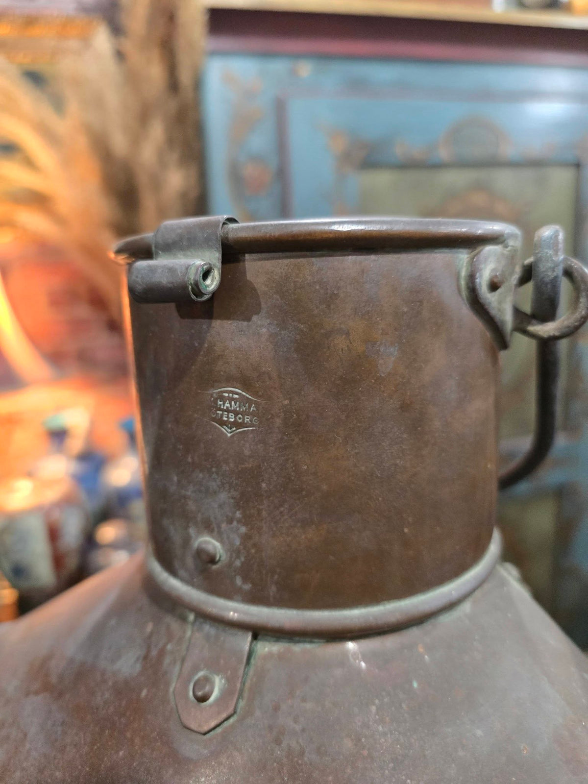 Antique 1924 Brass Nautical Ship Styrboard Light Lamp Lantern Hammar Göteborg