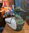 Vintage Wooden Duck Statue, Old Hand Crafted hammered Brass Mid-20th Century sculpture