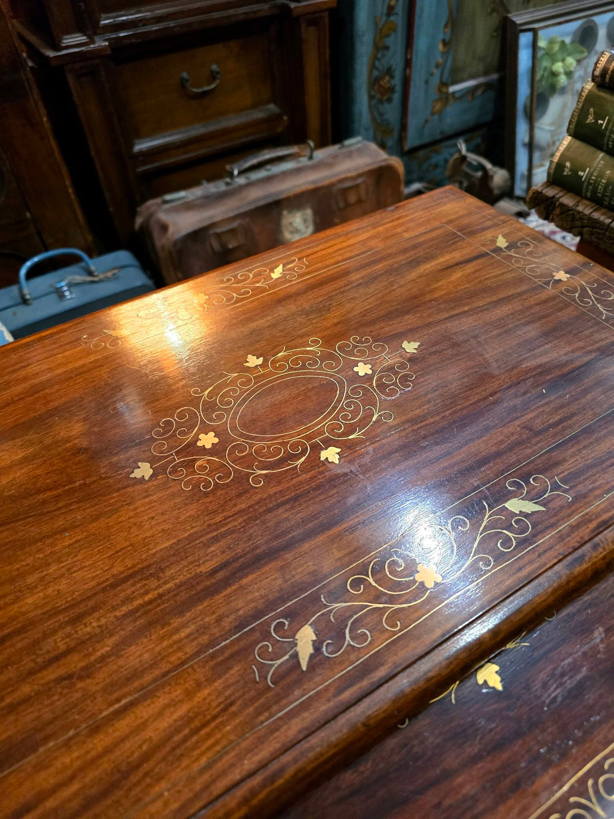 Antique Mahogany Inlaid Nest Of Three Table