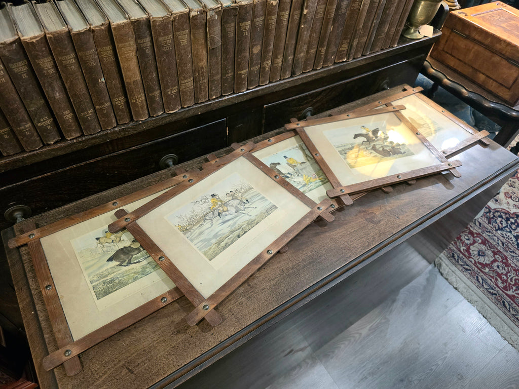 Antique framed fox hunting prints after the British artist Henry Thomas Alken (1785–1851)