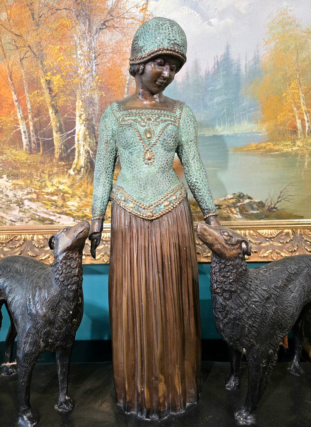 Vintage heavy sculpture is titled "Les Amis Toujours" Friends Forever