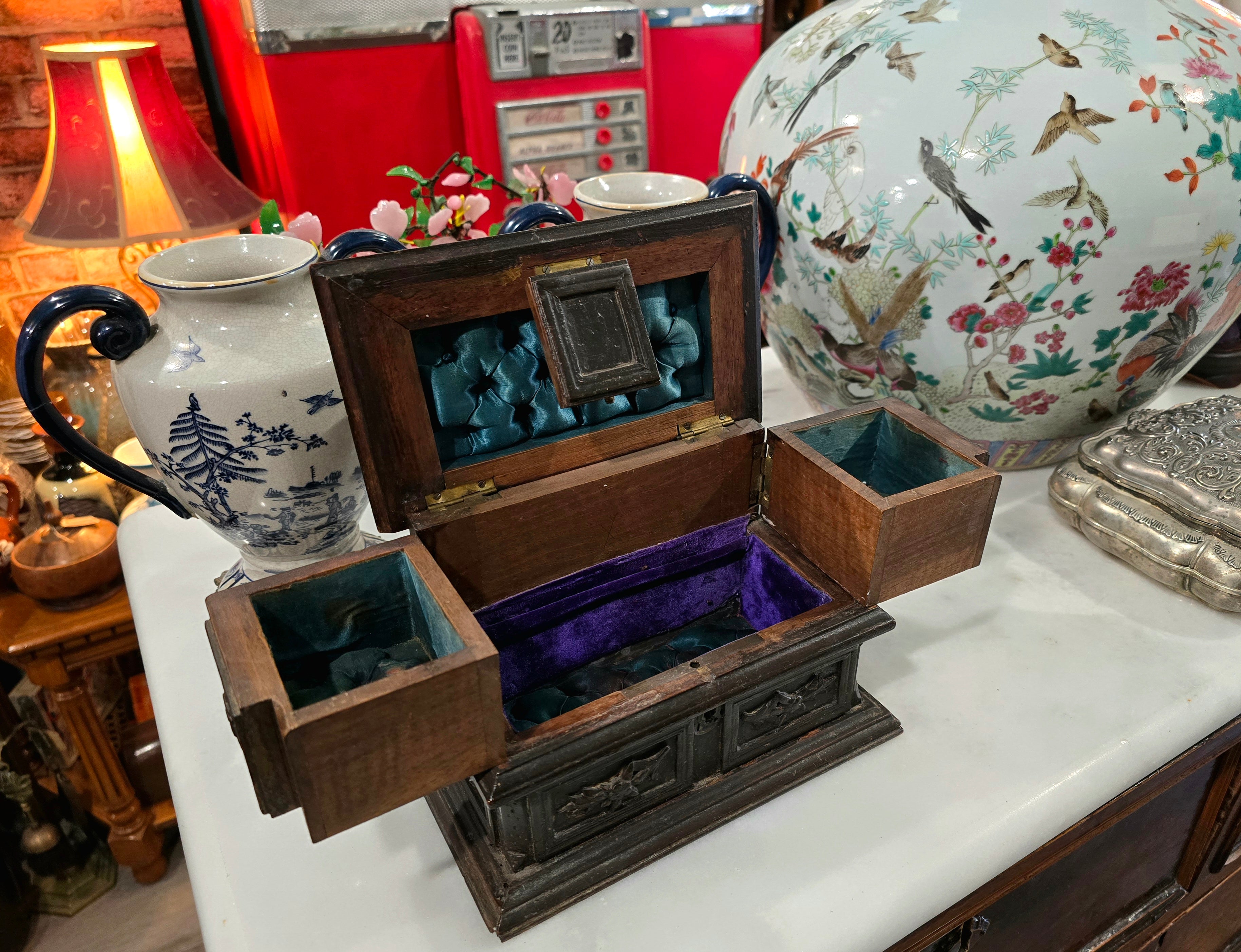 Antique 19th century Swiss Black Forest jewelry box