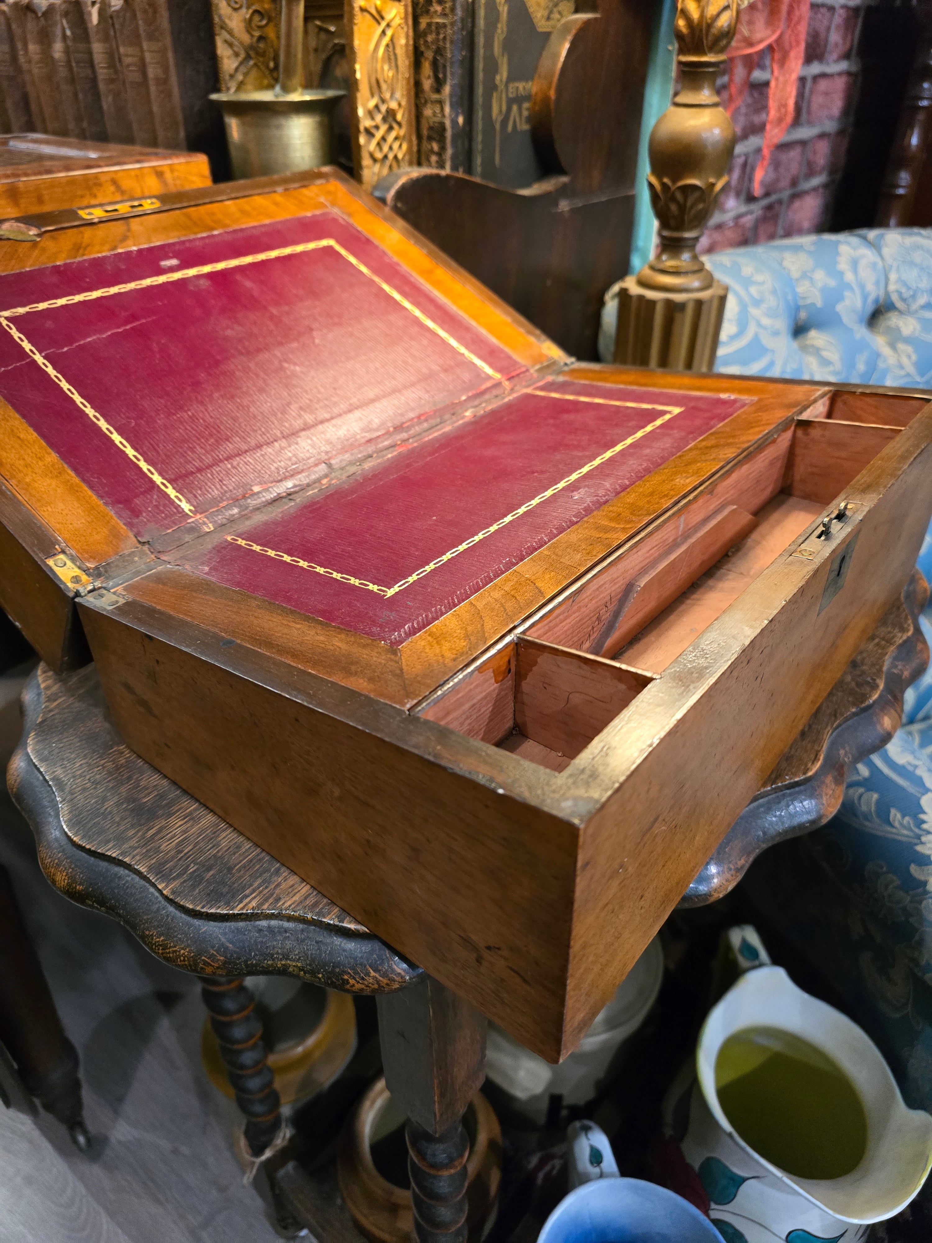 Antique 19th Century Victorian antique writing box in walnut