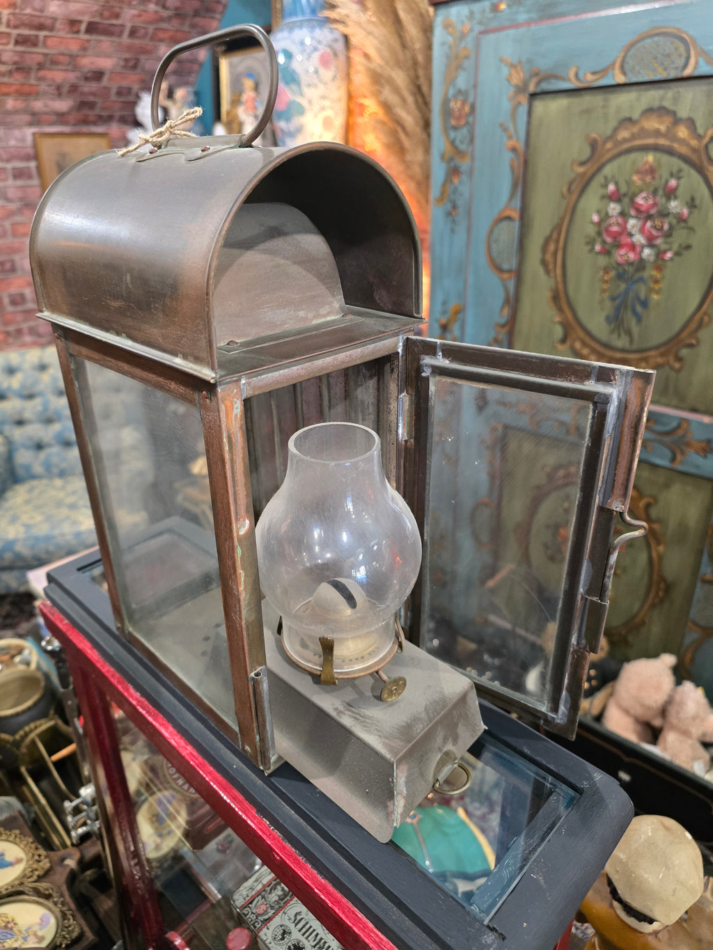 Vintage Railway Oil Lantern Made in England Glass