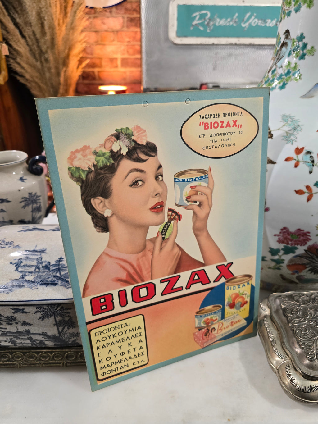 Vintage Greek Sweets Cardboard Advert 1960s