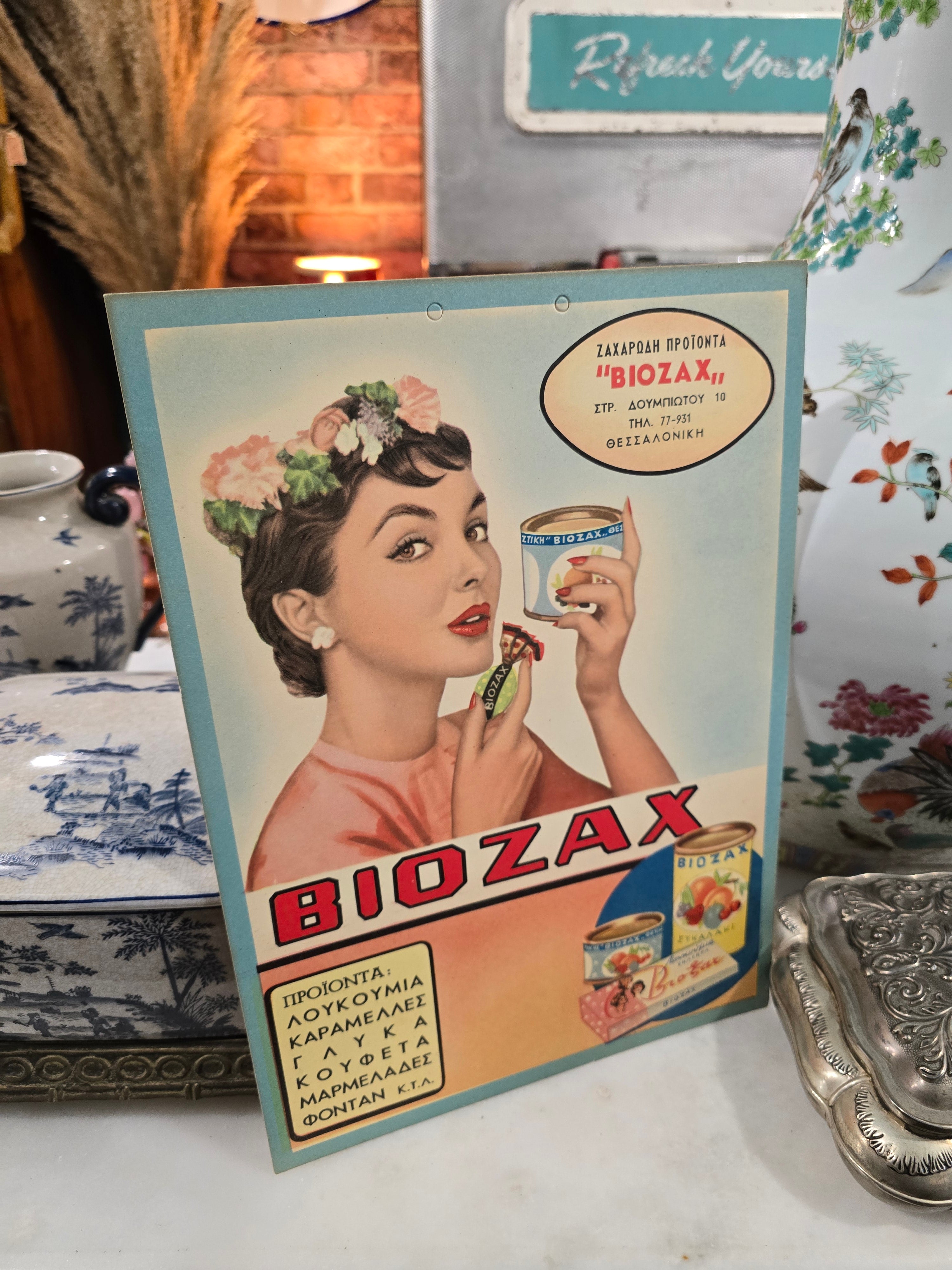 Vintage Greek Sweets Cardboard Advert 1960s