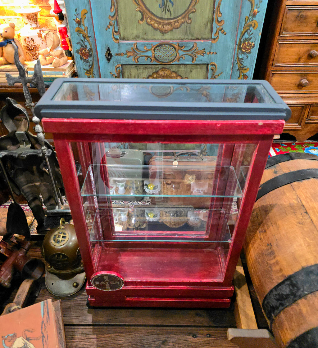 Antique Germany BAYER wooden glass display pharmaceutical cabinet