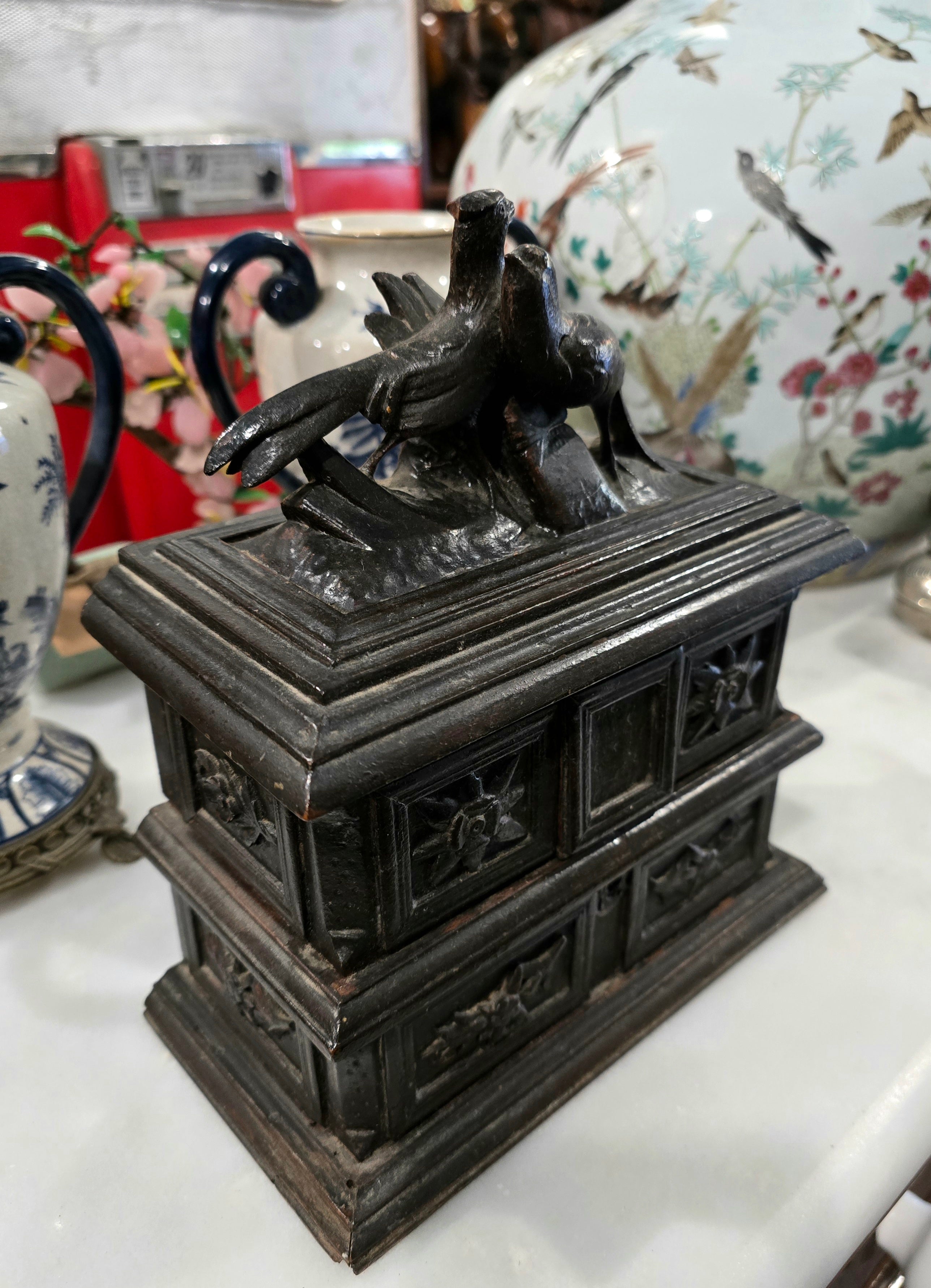 Antique 19th century Swiss Black Forest jewelry box