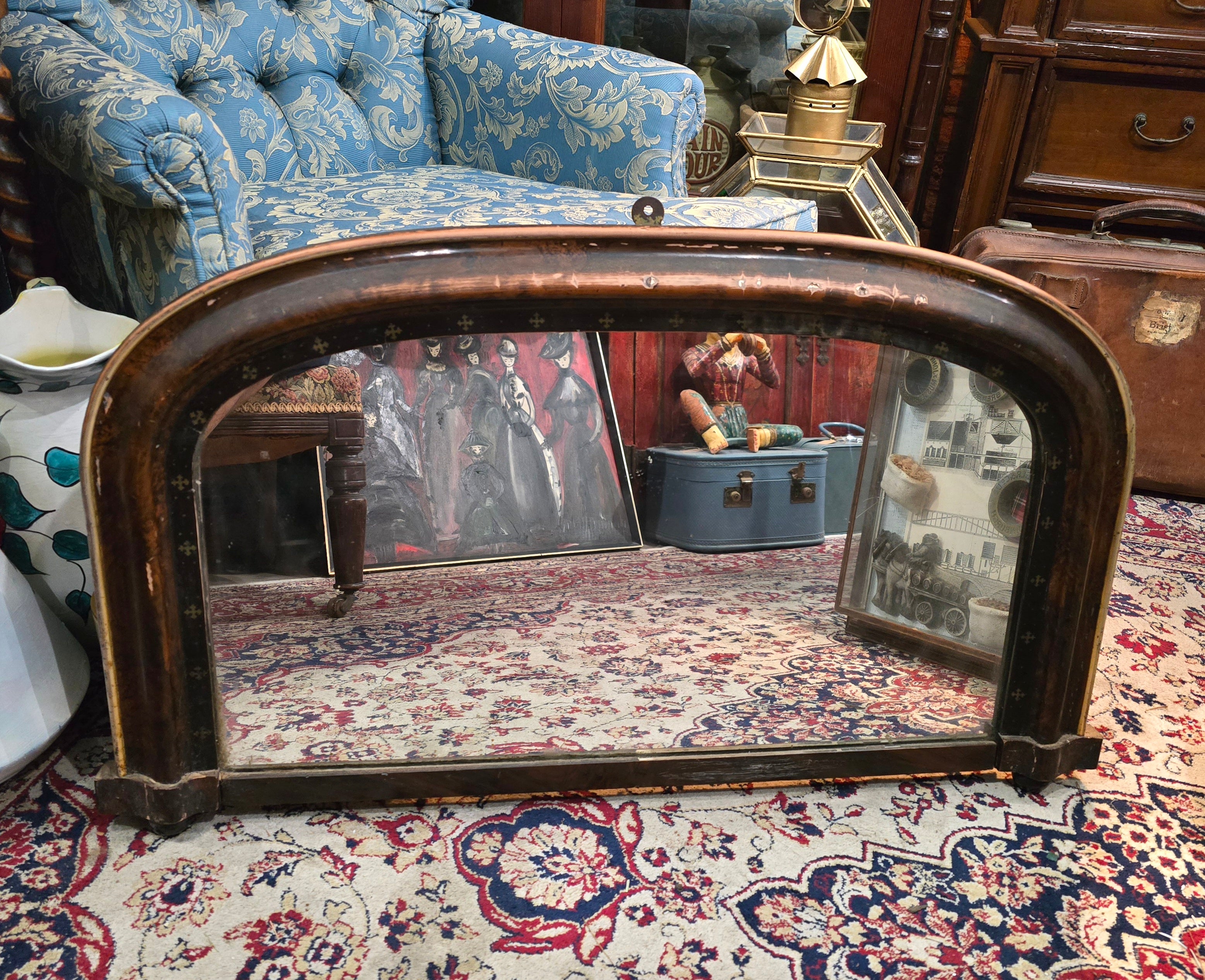 Antique 19th century french original overmantle wall mirror