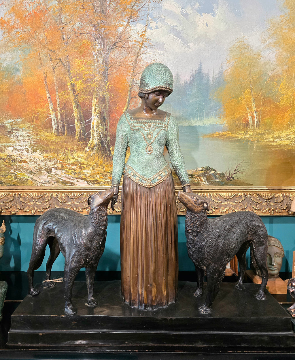Vintage heavy sculpture is titled "Les Amis Toujours" Friends Forever