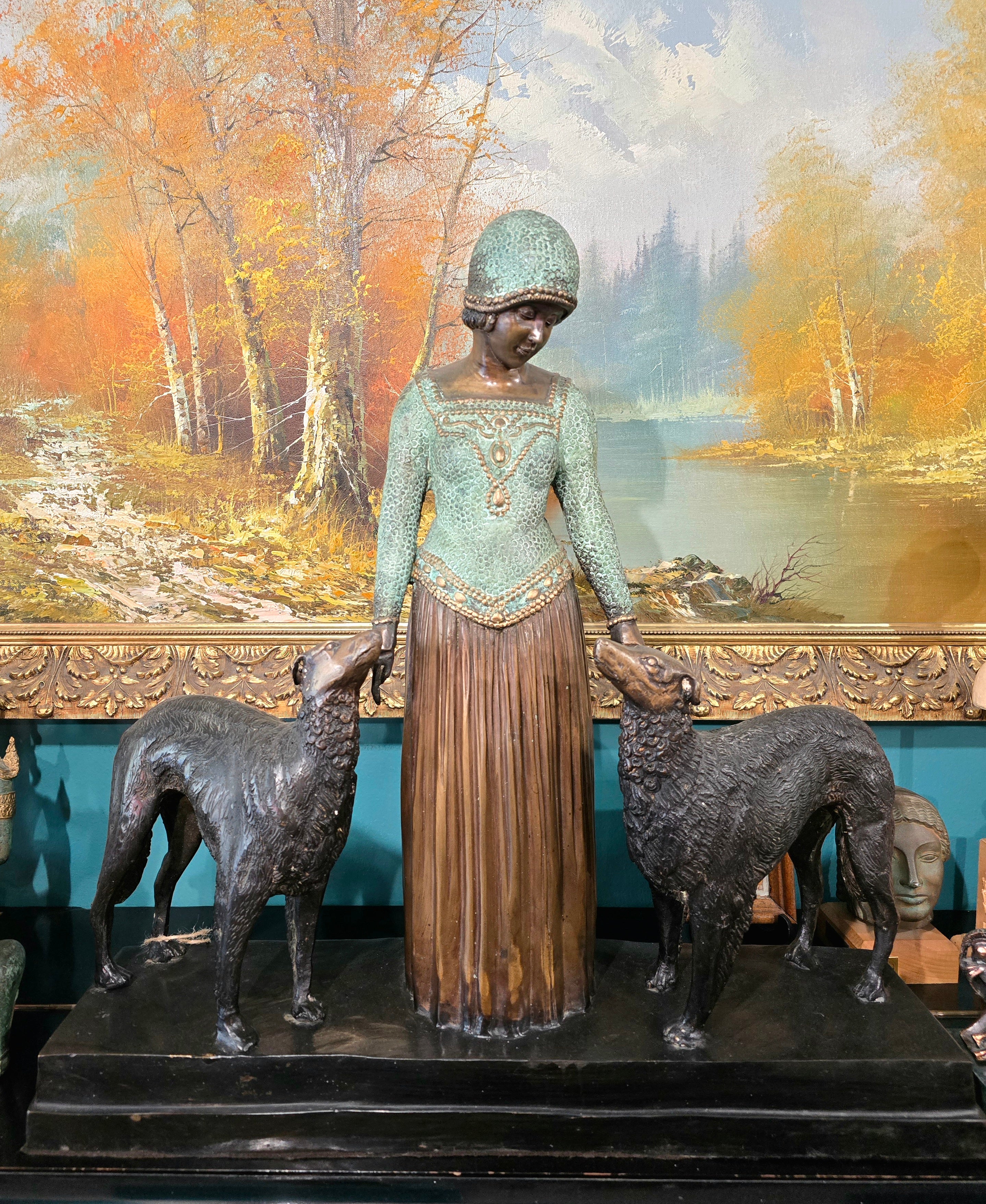 Vintage heavy sculpture is titled "Les Amis Toujours" Friends Forever