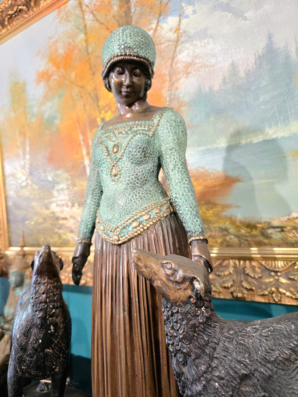 Vintage heavy sculpture is titled "Les Amis Toujours" Friends Forever